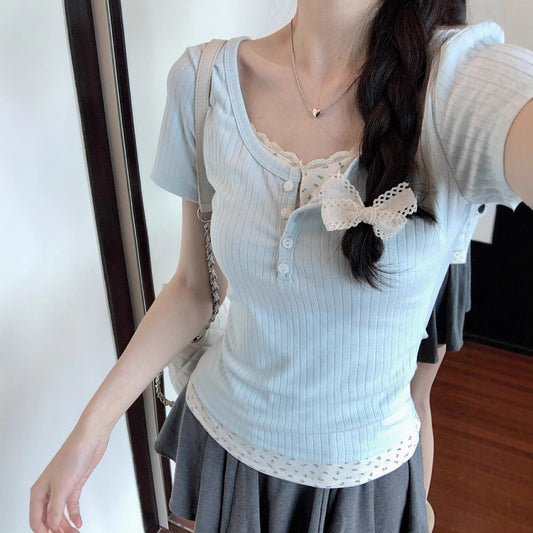 Coquette Whispers of Blossoms Two-Piece T-Shirt