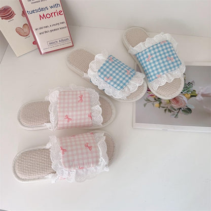 Coquette Pink Picnic Lace Slippers