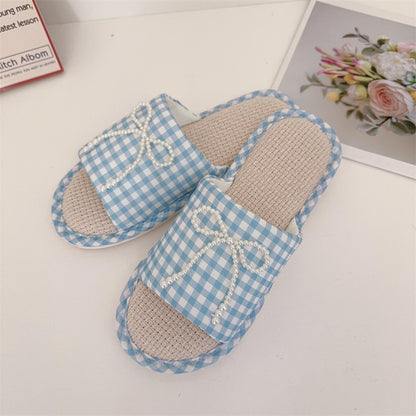Coquette Pearls on a Gingham Day Slippers