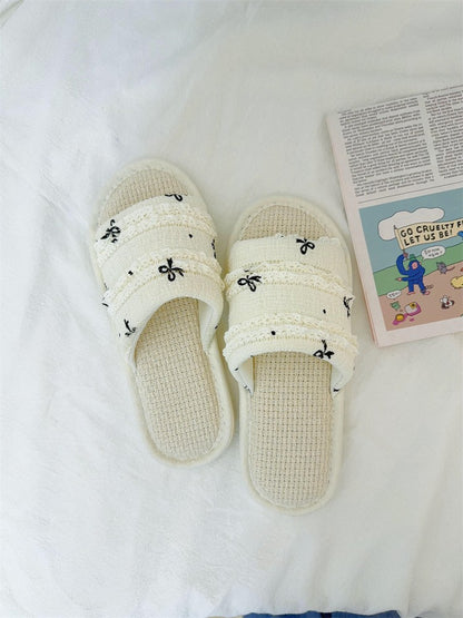 Coquette Polka Dot Ruffles and Midnight Bows Slippers