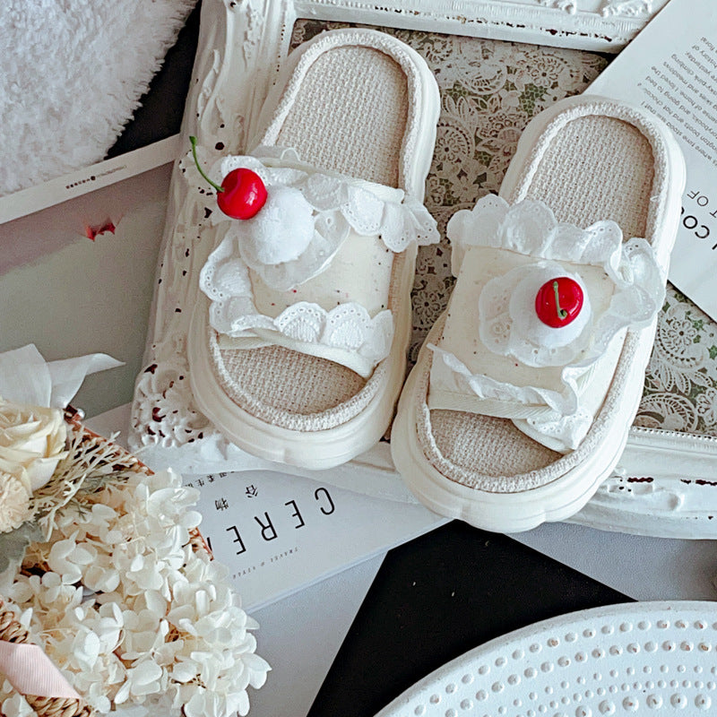 Coquette Dessert Fantasy Cherry Cloud Slippers