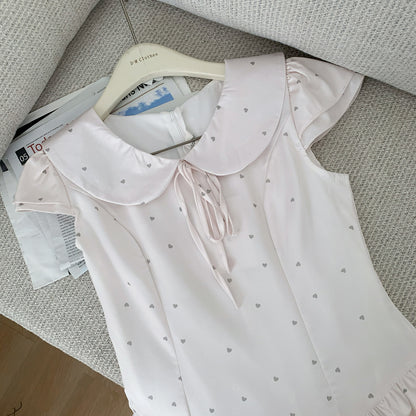 Coquette Satin Serenade with Playful Dots Dress