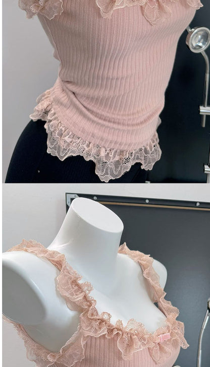 Coquette Sweet Lace Ruffle Top