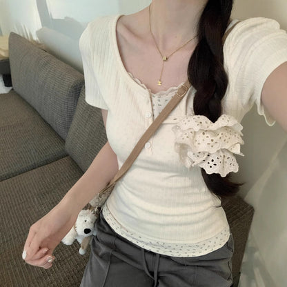 Coquette Whispers of Blossoms Two-Piece T-Shirt