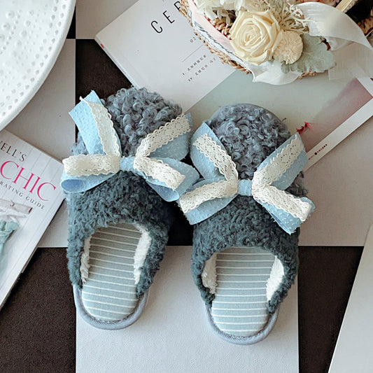 Coquette If Ribbons Dream in Lace Cotton Slippers