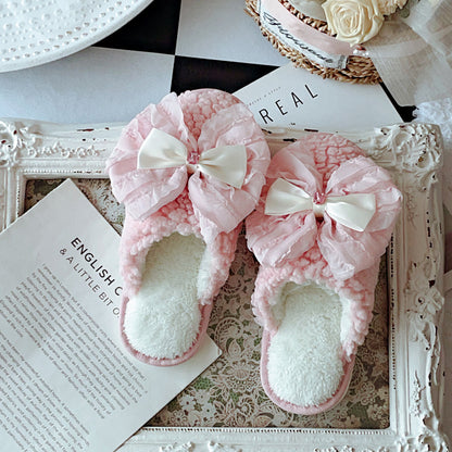 Coquette When Every Step Is a Ribboned Hug Cotton Slippers