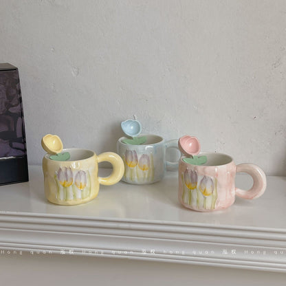 Coquette Enchanted Garden Tulip Mug & Petal Spoon Set