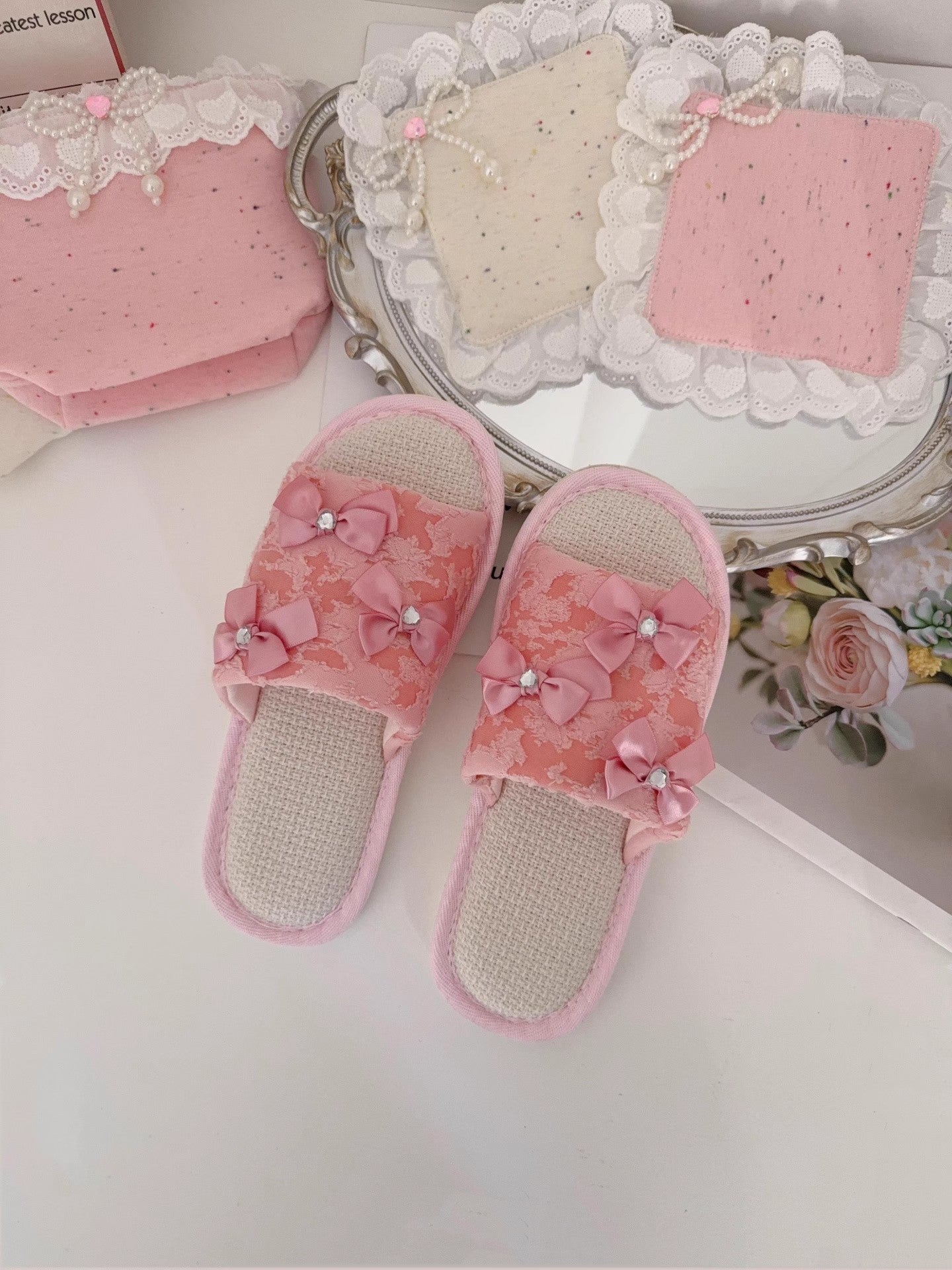 Coquette Fairy Bow Lace Slippers
