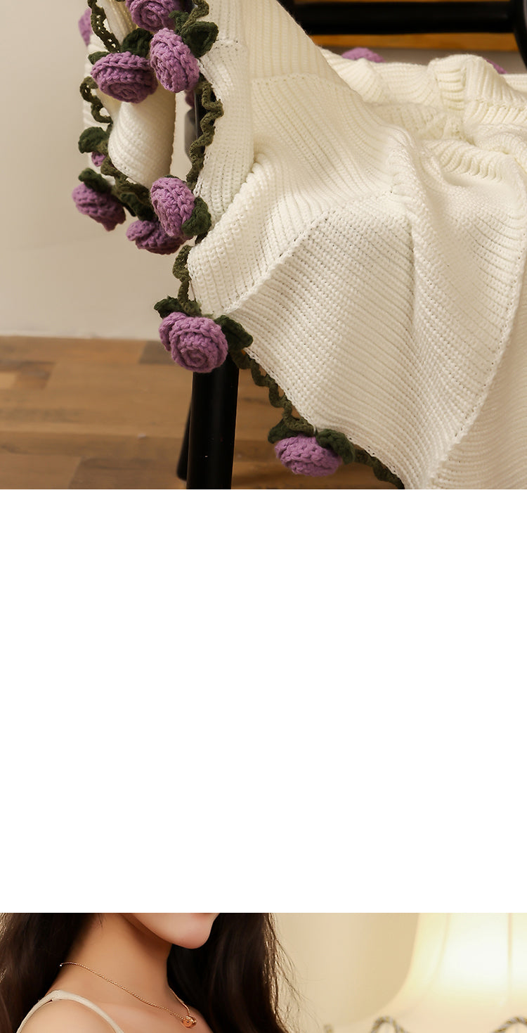 Coquette Enchanted Floral Knit Blanket