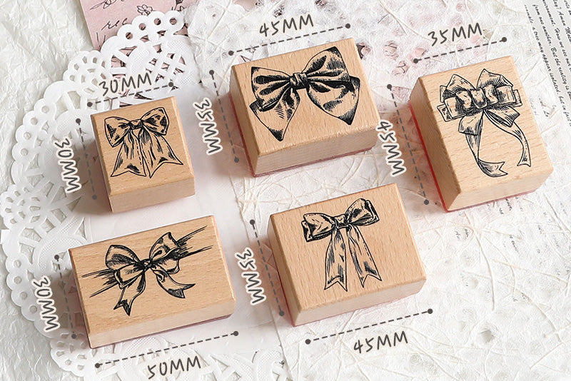 Bow Vintage Wood Stamp (5PCs)