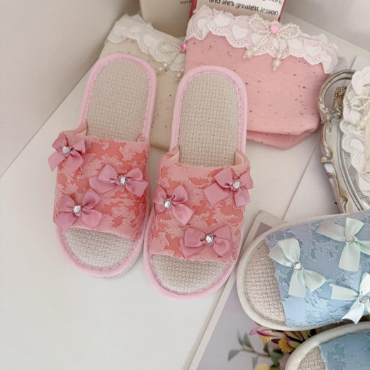 Coquette Fairy Bow Lace Slippers