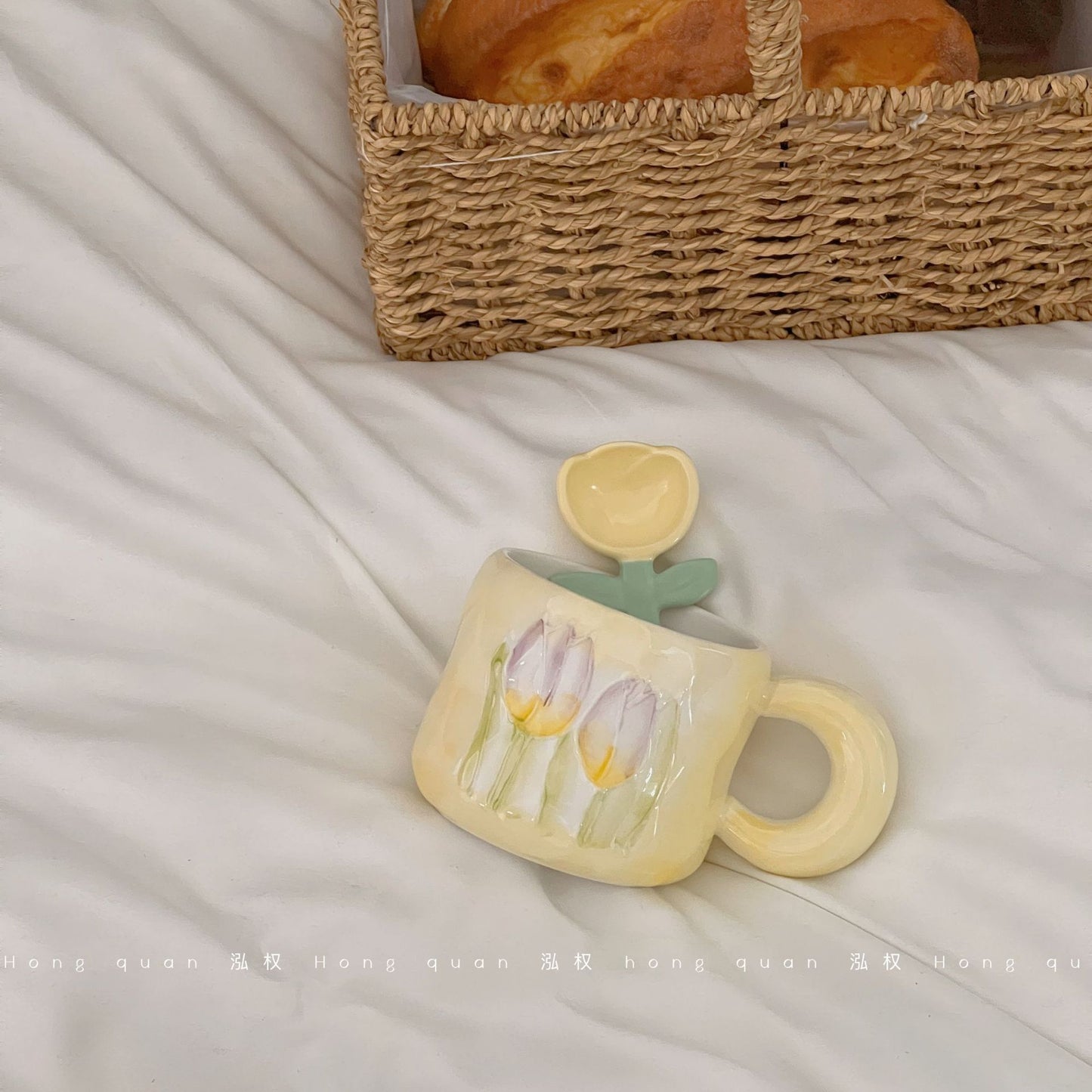 Coquette Enchanted Garden Tulip Mug & Petal Spoon Set