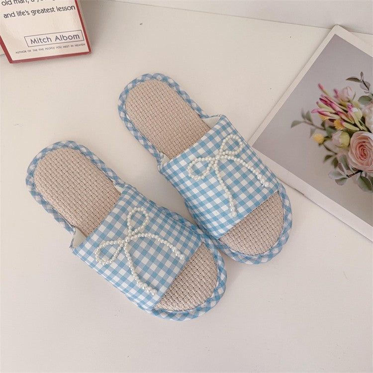 Coquette Pearls on a Gingham Day Slippers