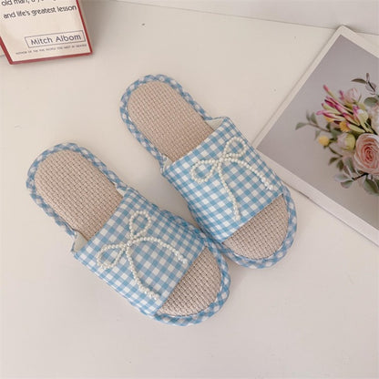 Coquette Pearls on a Gingham Day Slippers