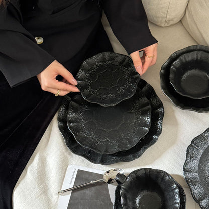 Dark Coquette Noir Ruffle Tableware Set
