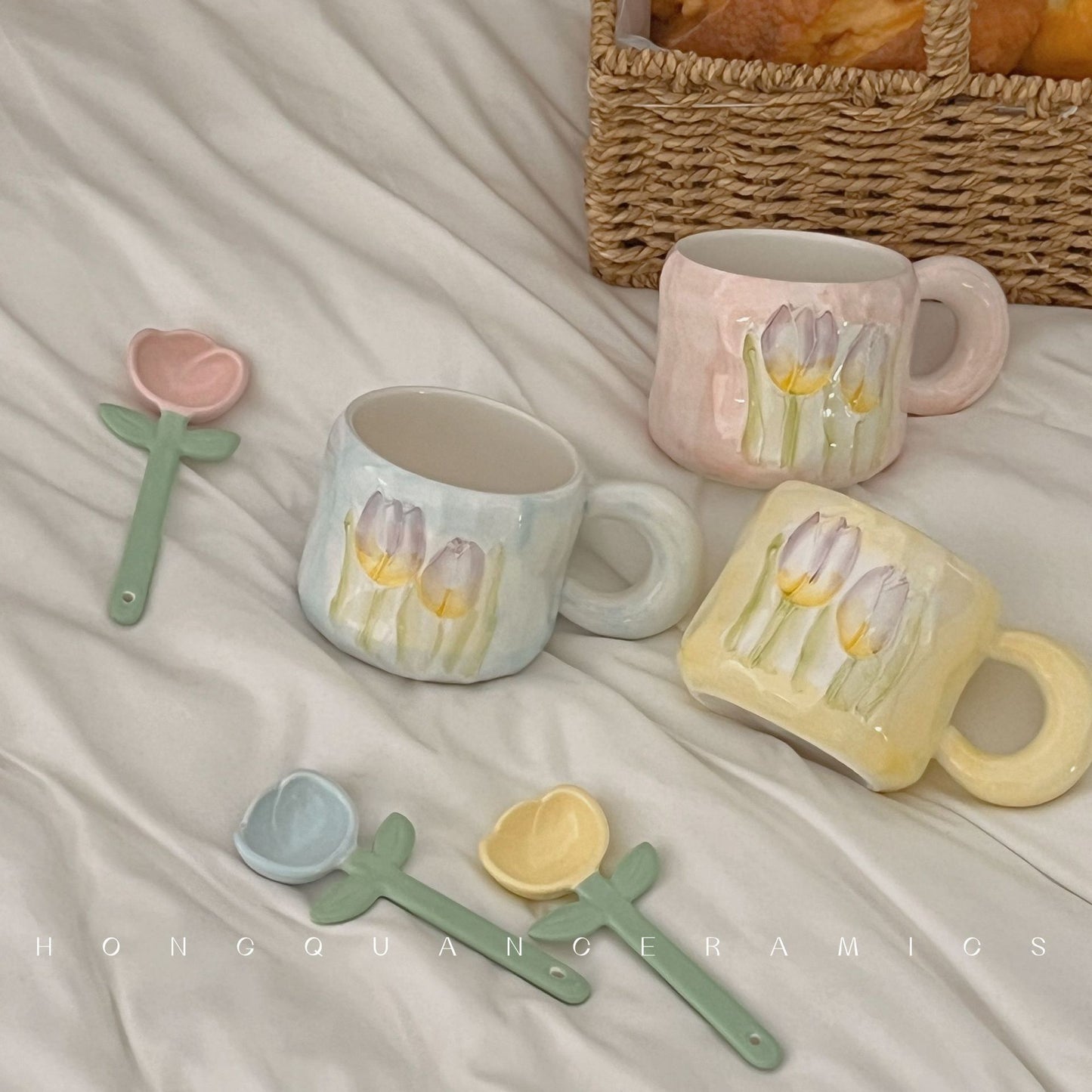 Coquette Enchanted Garden Tulip Mug & Petal Spoon Set