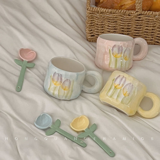 Coquette Enchanted Garden Tulip Mug & Petal Spoon Set