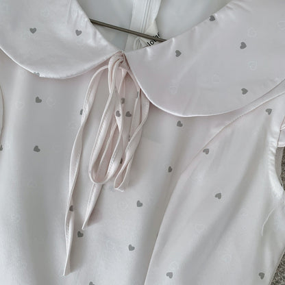 Coquette Satin Serenade with Playful Dots Dress