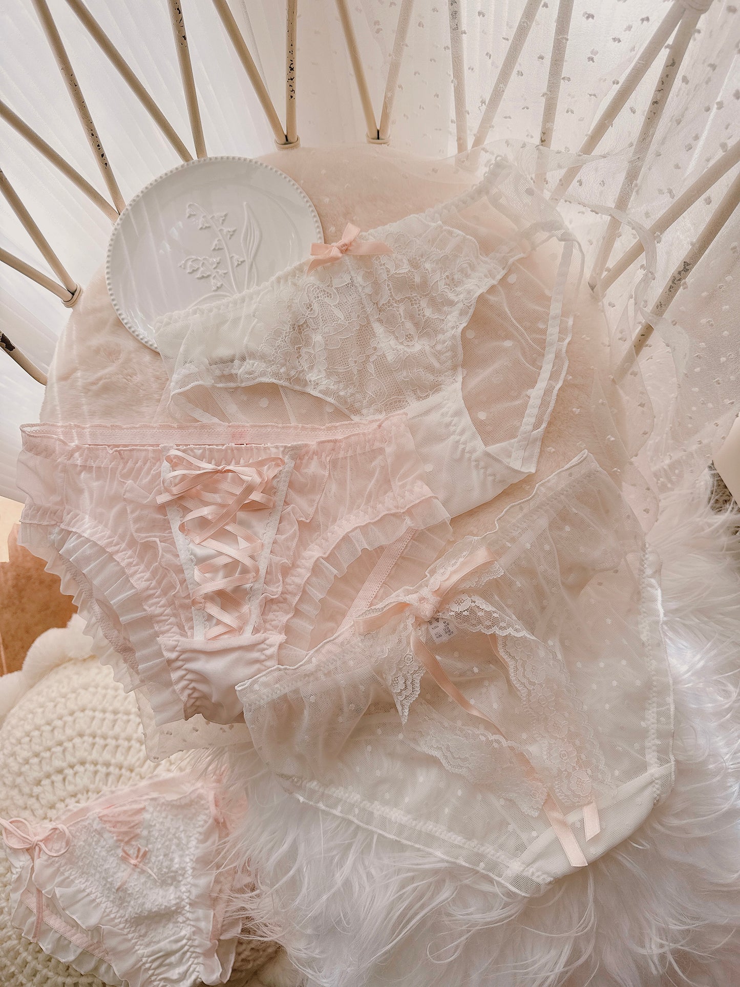 Coquette Soft Whispers and Bunny Kisses Panties Set