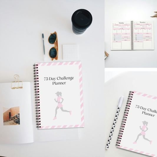 75 Day Challenge Planner Pink Spiral Notebook