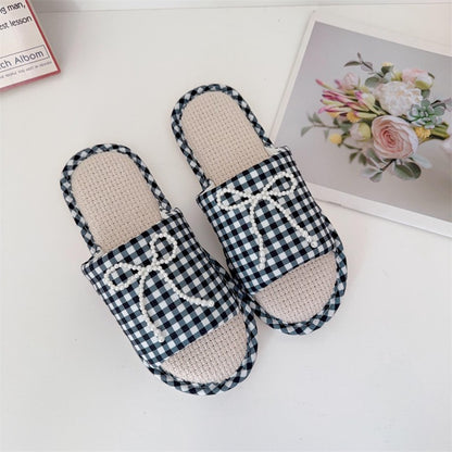 Coquette Pearls on a Gingham Day Slippers