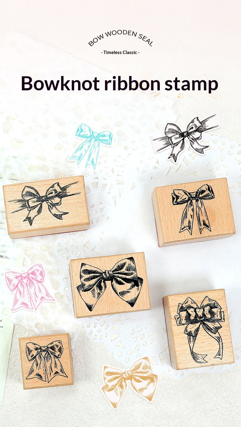 Bow Vintage Wood Stamp (5PCs)