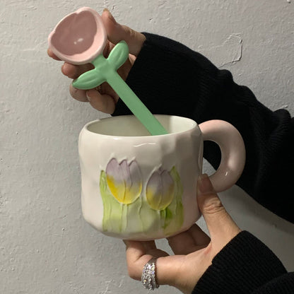 Coquette Enchanted Garden Tulip Mug & Petal Spoon Set