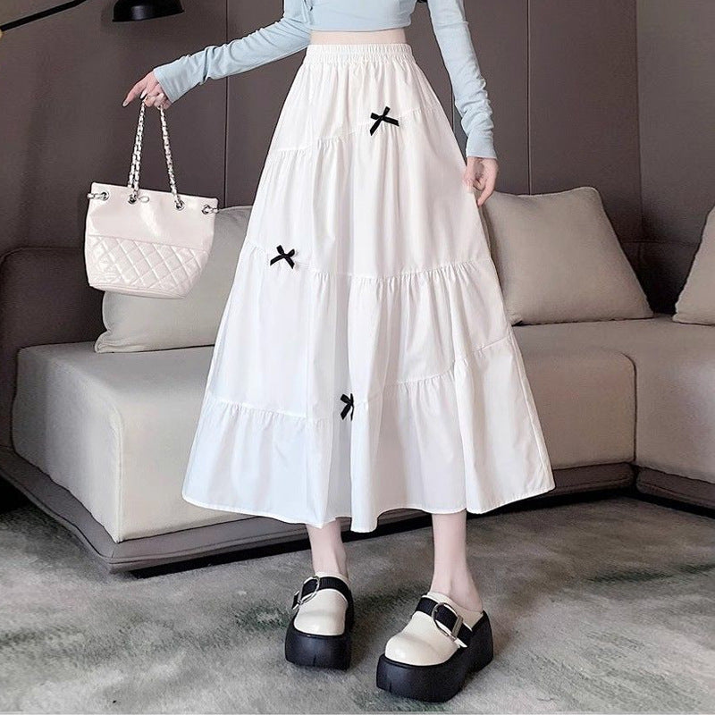 Blossom Moments Elegant White Bowknot Maxi Skirt