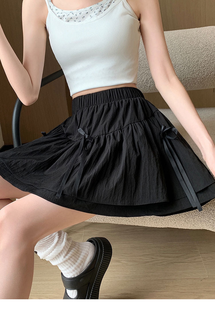 Coquette Playful Lace Trim Ruffle Mini Skirt