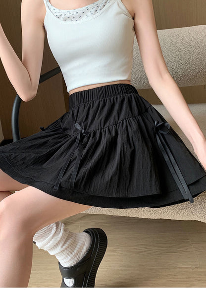 Coquette Playful Lace Trim Ruffle Mini Skirt