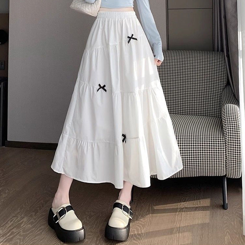 Blossom Moments Elegant White Bowknot Maxi Skirt