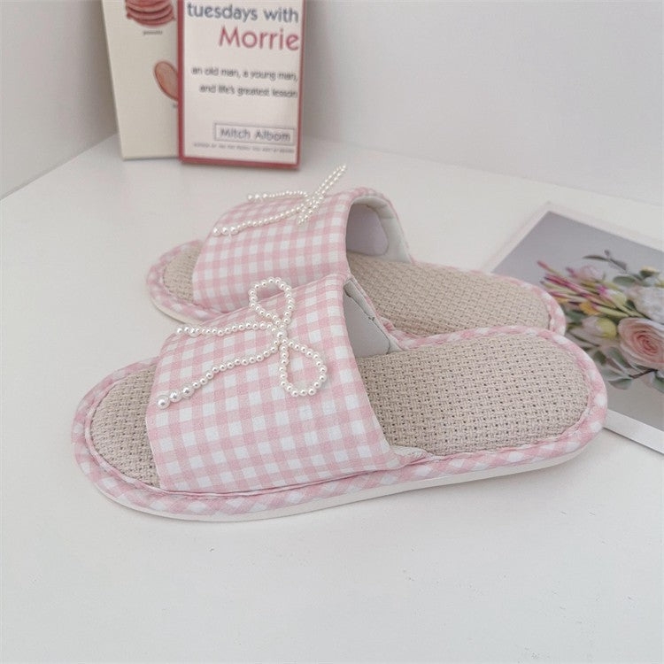 Coquette Pearls on a Gingham Day Slippers