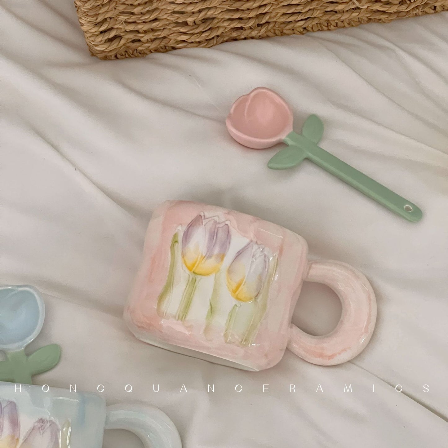 Coquette Enchanted Garden Tulip Mug & Petal Spoon Set