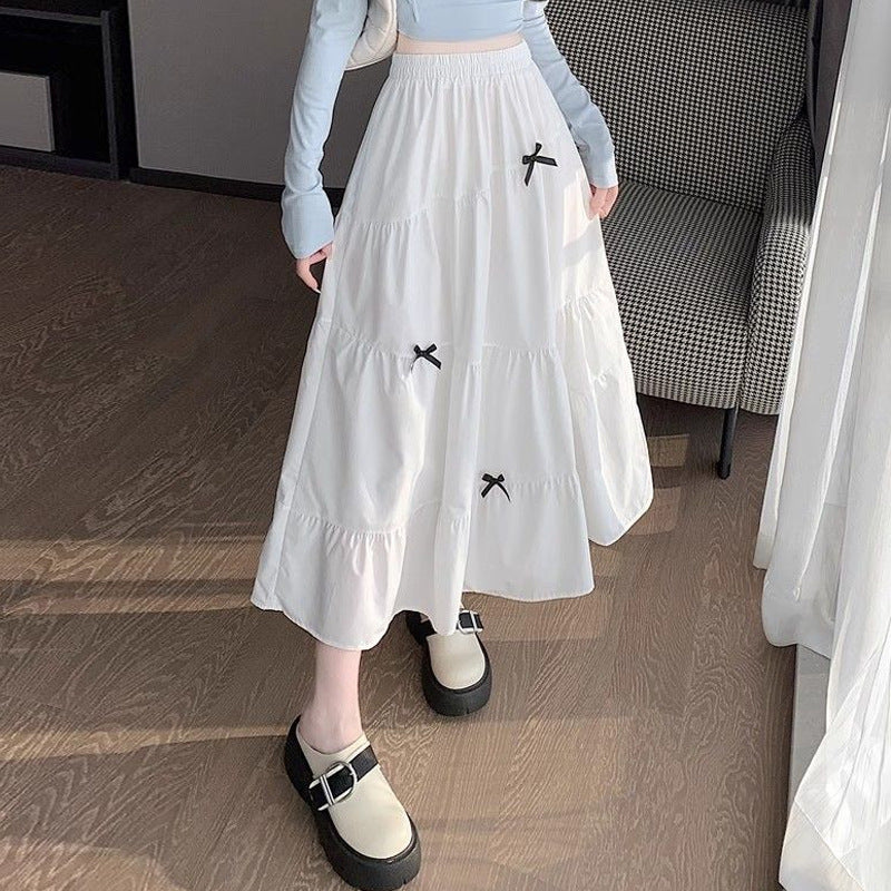 Blossom Moments Elegant White Bowknot Maxi Skirt
