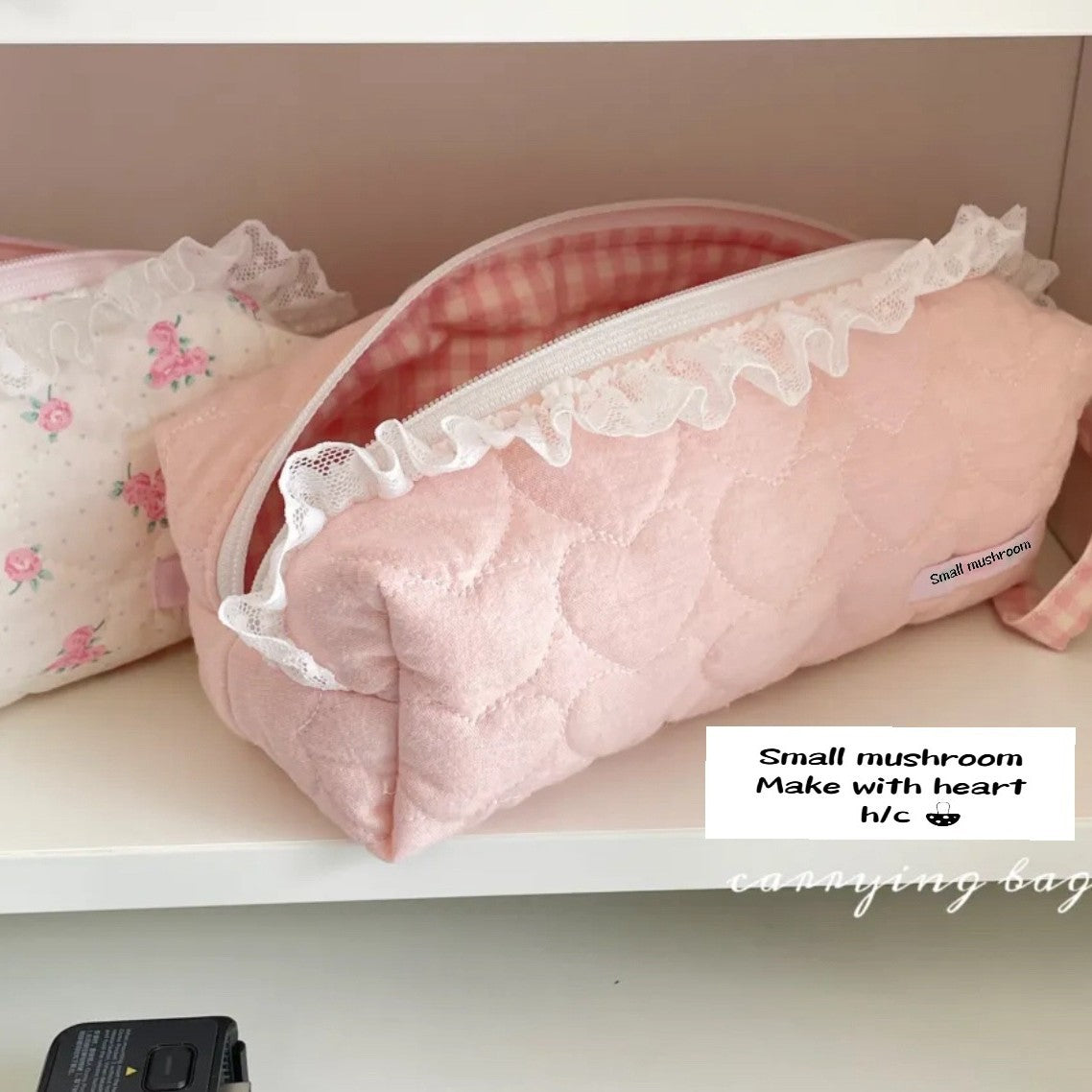 Blush Ruffles Carry My Secrets — Cosmetic Bag