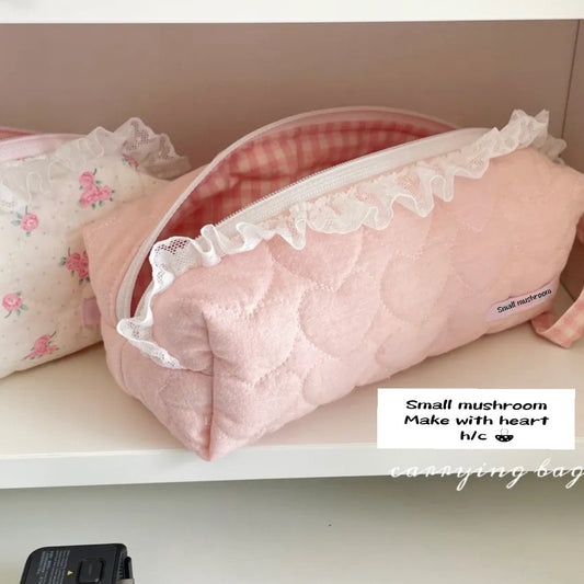 Blush Ruffles Carry My Secrets — Cosmetic Bag