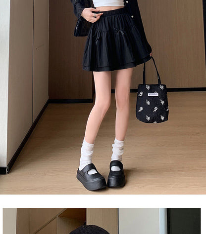 Coquette Playful Lace Trim Ruffle Mini Skirt