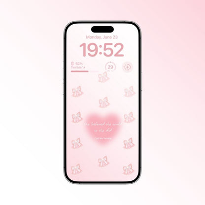 Coquette Believe Bow Heart Wallpaper mockup
