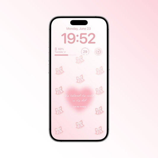 Coquette Believe Bow Heart Wallpaper mockup