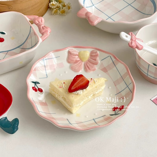 Coquette Bows And Cherries Delight Plate
