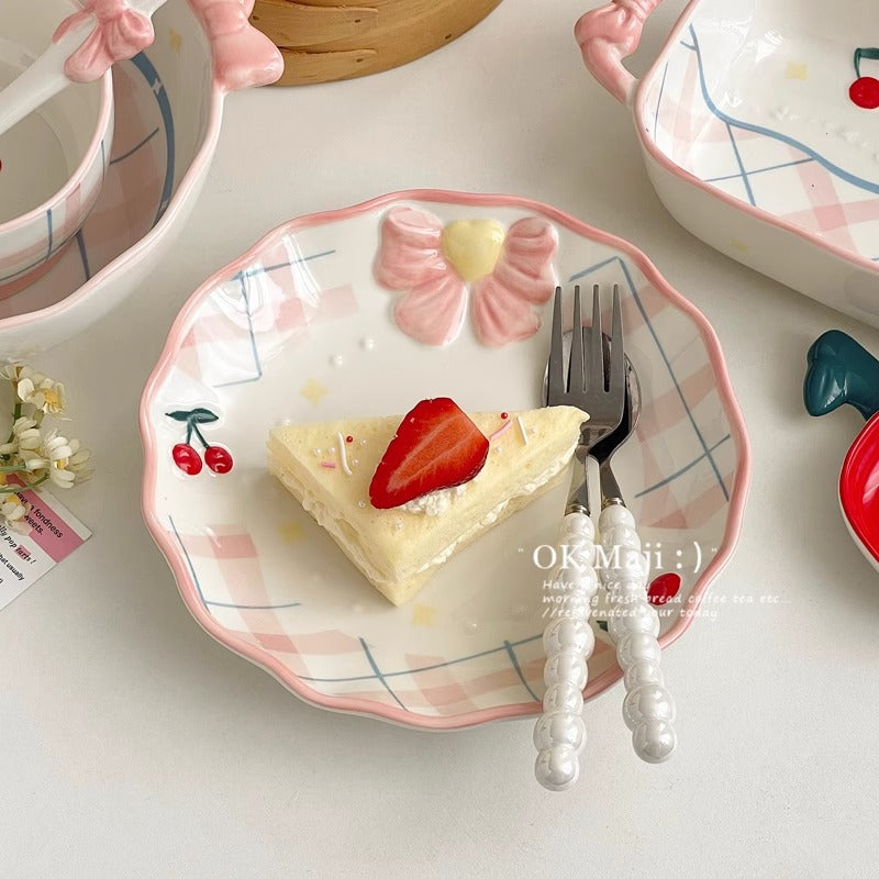 Coquette Bows And Cherries Delight Plate