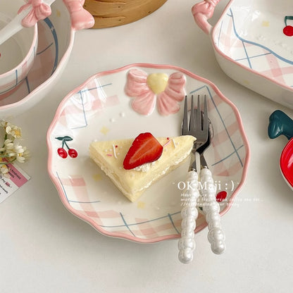 Coquette Bows And Cherries Delight Plate
