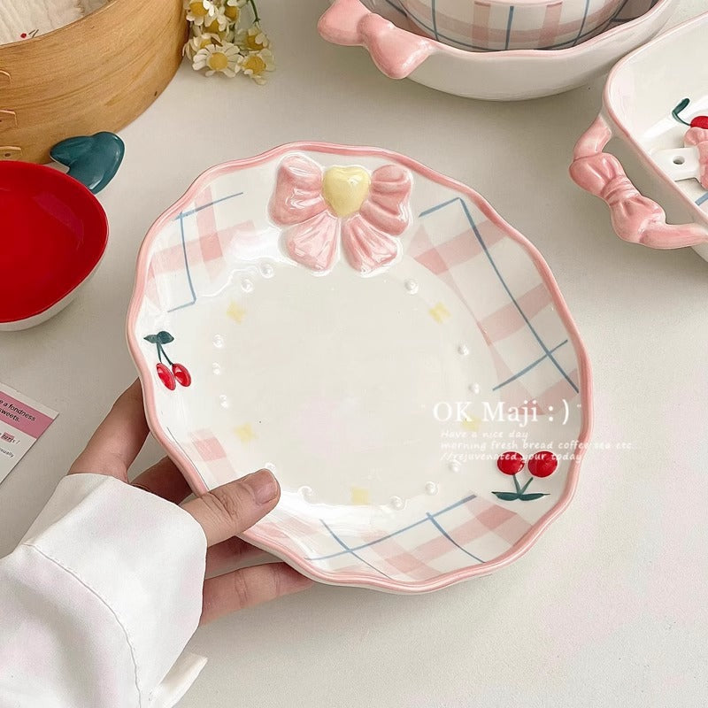Coquette Bows And Cherries Delight Plate