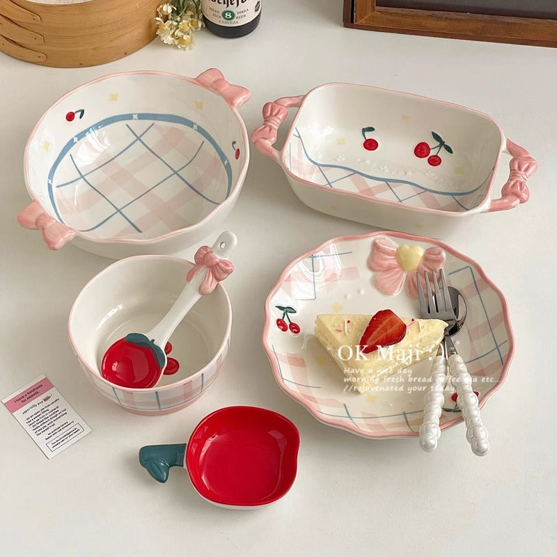 Coquette Bows And Cherries Delight Plate