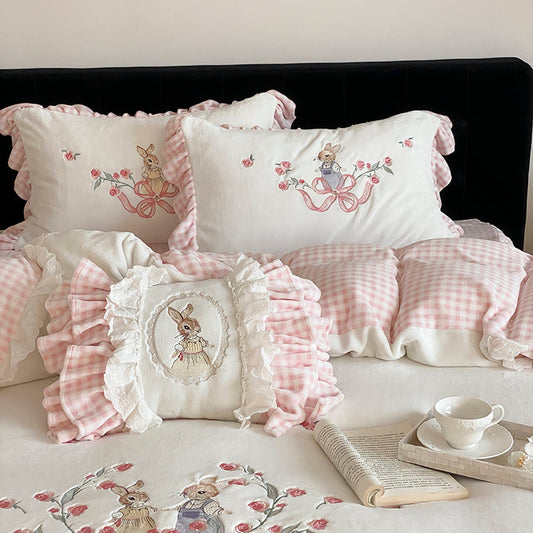 Coquette Bunny Picnic in a Rosy Garden Bedding Set