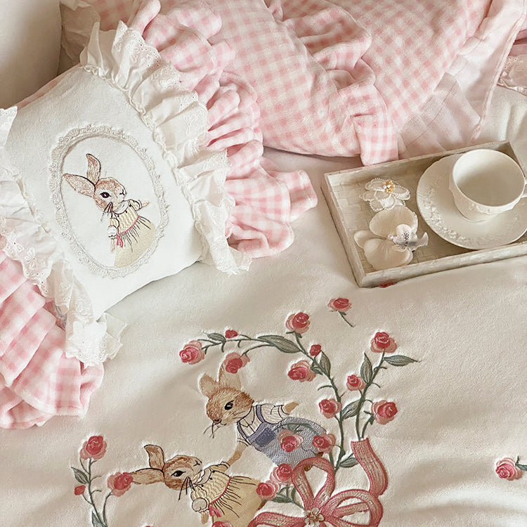 Coquette Bunny Picnic in a Rosy Garden Bedding Set 4