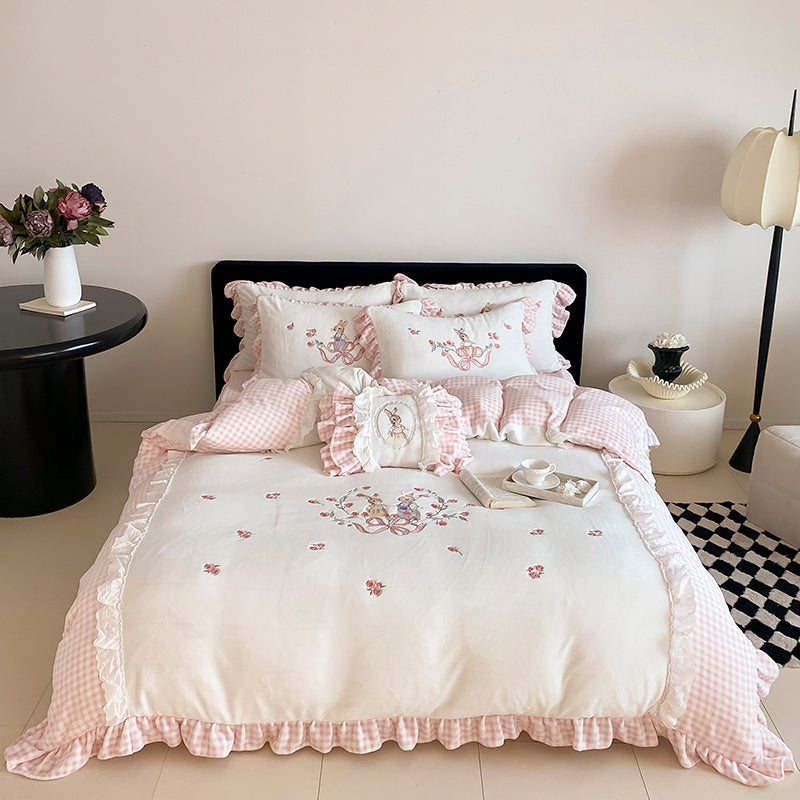 Coquette Bunny Picnic in a Rosy Garden Bedding Set 5