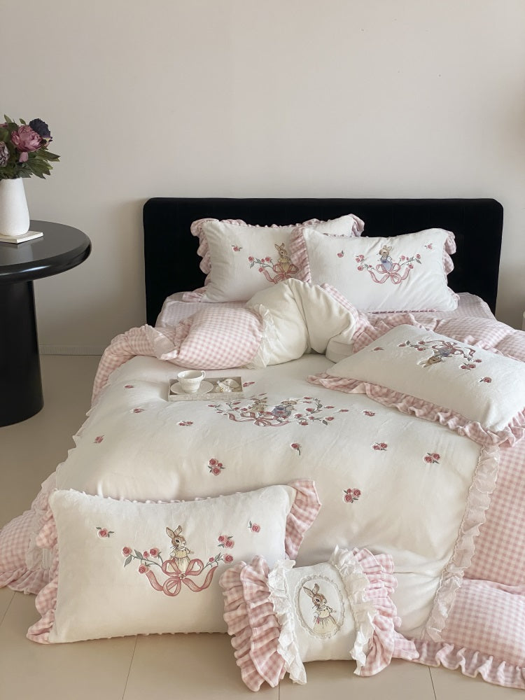 Coquette Bunny Picnic in a Rosy Garden Bedding Set 6