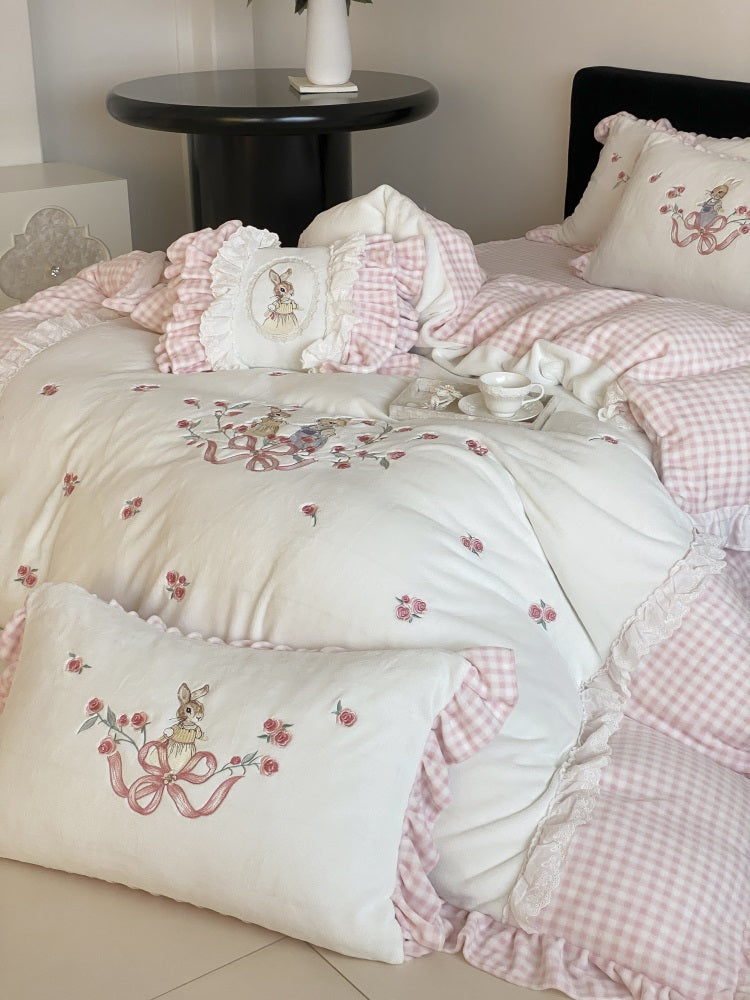 Coquette Bunny Picnic in a Rosy Garden Bedding Set 8