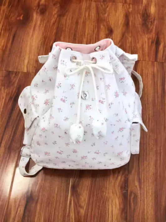 Coquette Charm of Floral Whispers and Ruffled Elegance Backpack 1